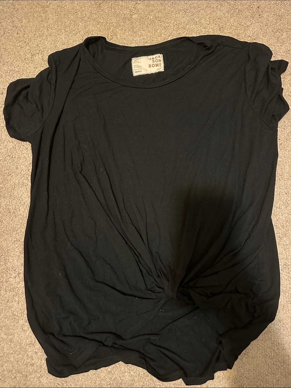 Jackson Rowe Black Twist-Front Short Sleeve Tee